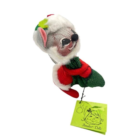 ANNALEE Doll Christmas Mouse Santa Claus w/Toy Burlap Bag w/Tag, Vintage 1965-67 - Picture 2 of 9
